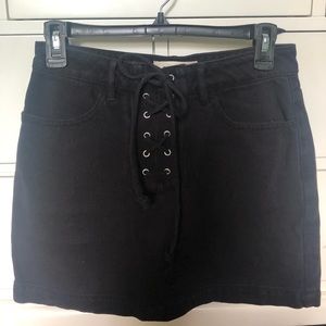 PacSun Black Demin Lace-up Skirt